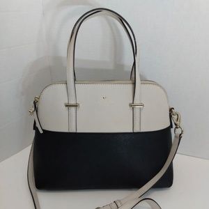Kate Spade  leather Cedar Street Maise crossbody satchel purse black cream